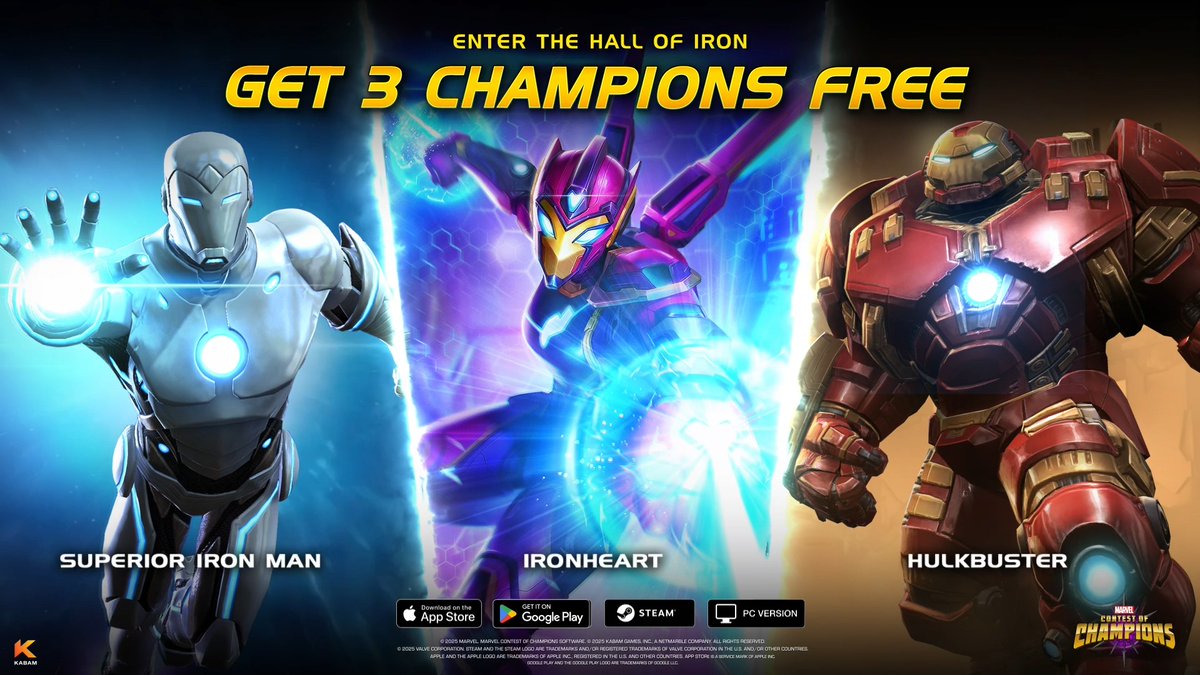 🚨 Suit up with Ironheart! 💥 A limited-time 7-Day Login Calendar is flying in—packed with daily rewards and 3 powerful Champions up for grabs! Log in, gear up, and don’t miss your chance to add serious firepower to your roster. ⚙️🔥