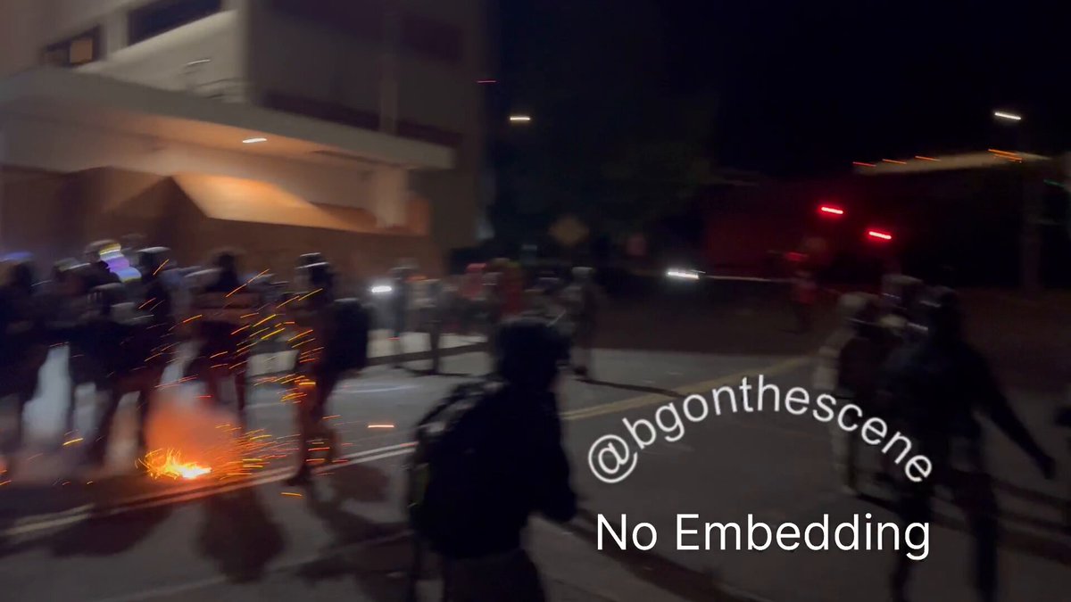 Portland (June 18) — War-like scenes in a residential south Portland neighborhood that has been besieged for weeks by Antifa rioters seeking to burn down the ICE facility: