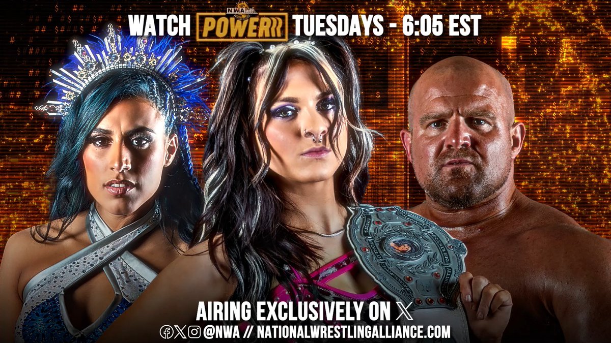 It's 6:05e! It's time for WRESTLING! It’s time for #NWAPowerrr on X! Tiffany Nieves has a surprise up her sleeve for her Tag Title match against Kenzie Paige & Big Mama! Plus, The Country Gentlemen defend the US Tag Titles against The Southern 6!