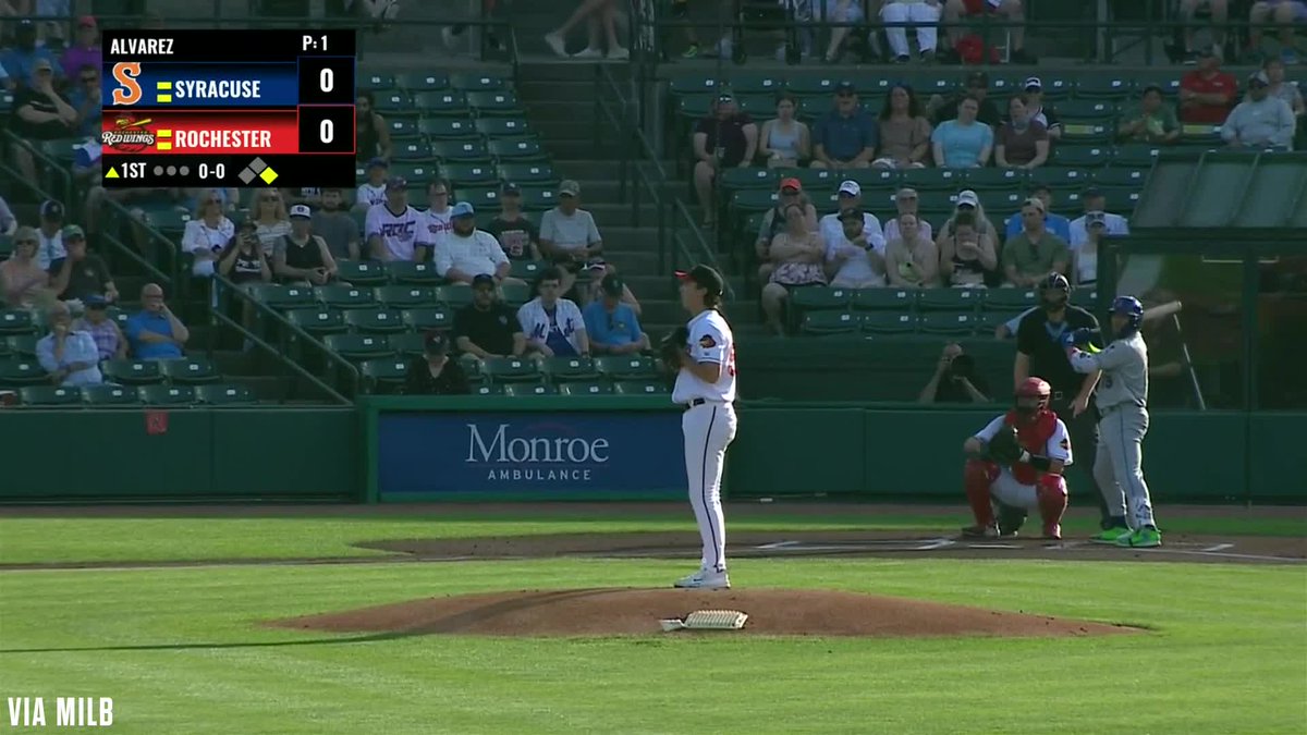 Francisco Alvarez was removed from the game for Triple-A Syracuse after he grounded into a double play in the first inning:
