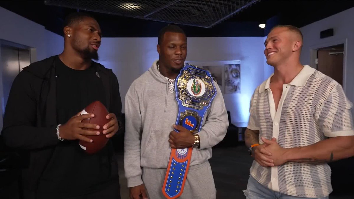 We got some Florida Gators Football players in the house! 🐊 Don't worry George Gumbs JR and ⚡️Tyreak Sapp ⚡️, Myles Borne | THE KID will take care of King. 😮💨 #WWENXT