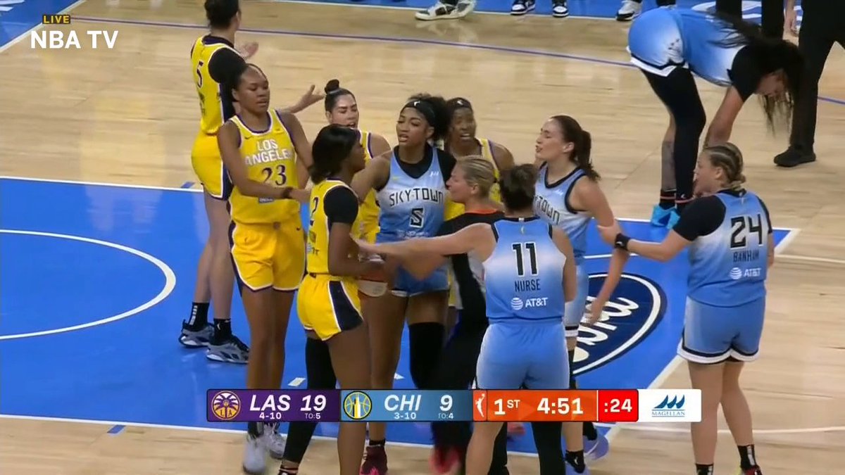 Rebecca Allen and Rickea Jackson both received techs on this play. Jackson also received a loose ball foul.