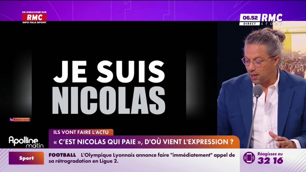🔴 Si peu le connaissent, beaucoup se reconnaissent. "C’est Nicolas qui paie !" : voilà la phrase dans laquelle on retrouve Nicolas. Matthieu Belliard nous en dit plus sur ce fameux Nicolas #ApollineMatin