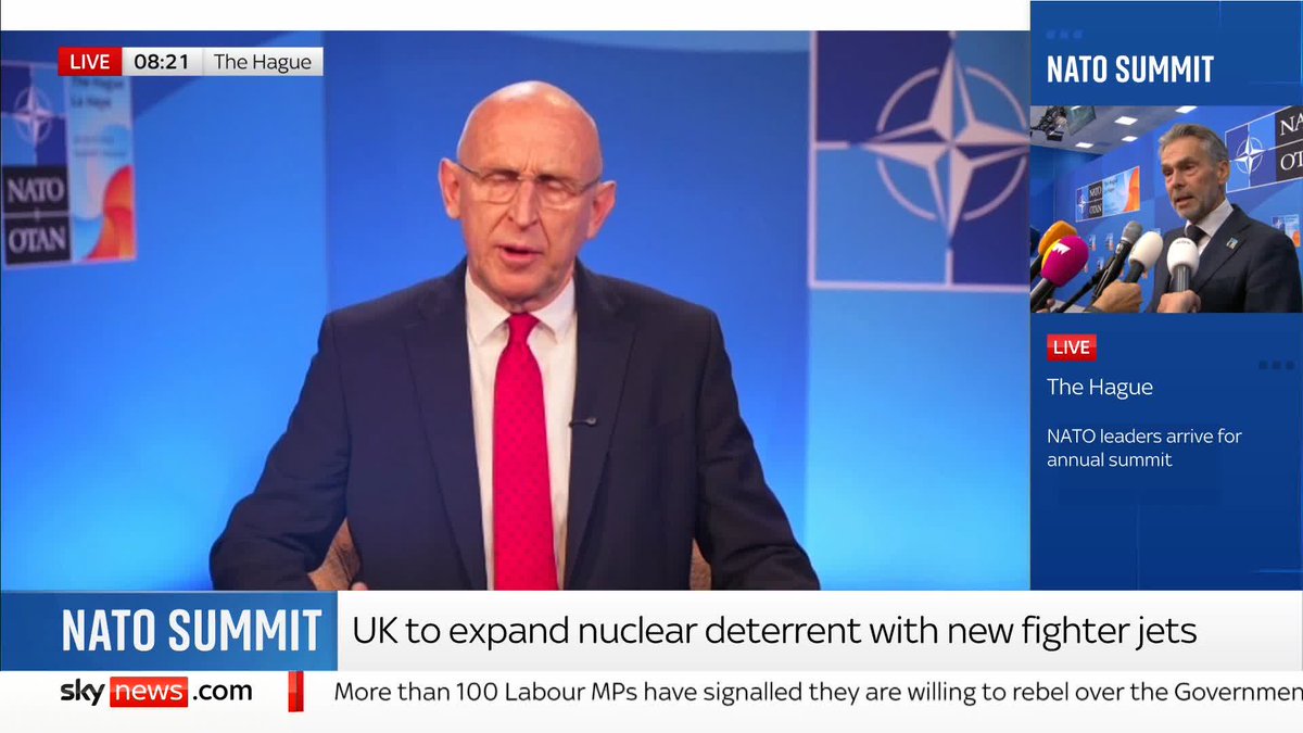 Planning to buy F-25 jets is response to 'rising nuclear risks'. Defence Secretary John Healey says the Strategic Defence Review warned that the UK is "facing increasing threats" and "rising nuclear risks". 📺 Sky 501 and YouTube