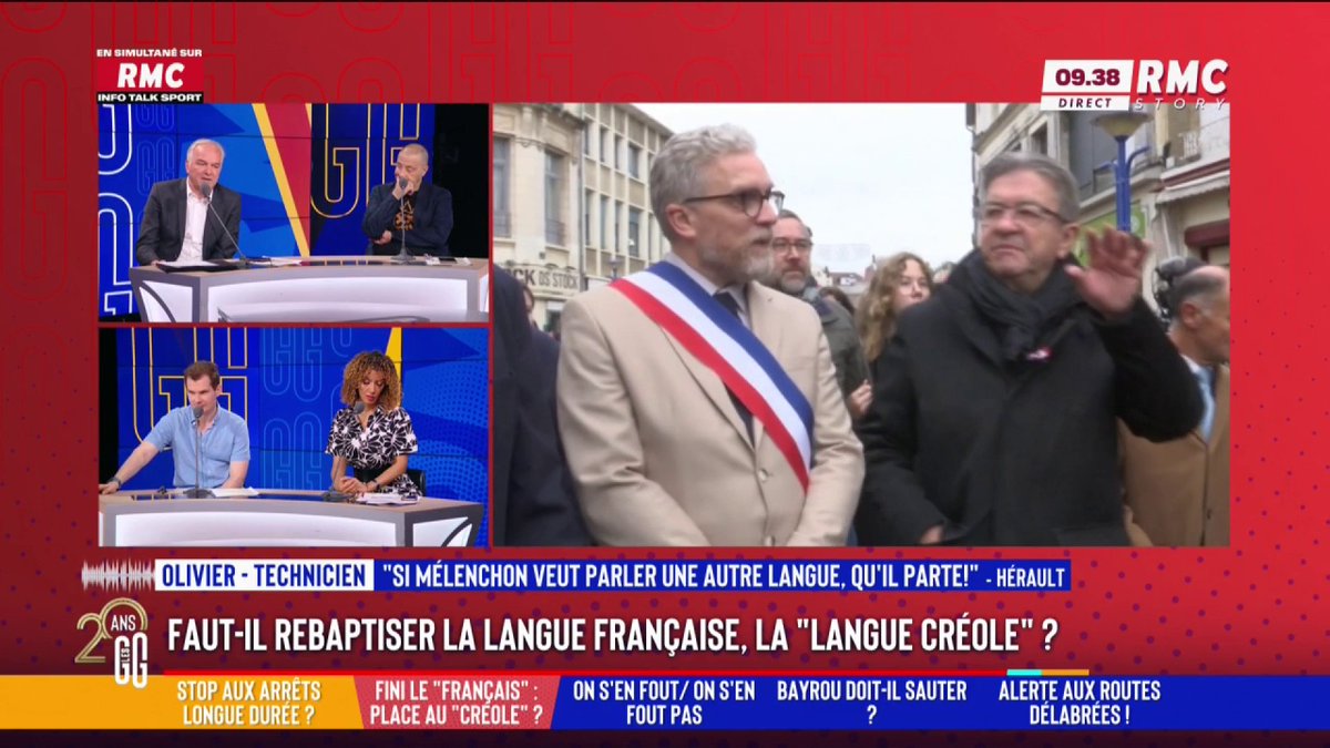 🇫🇷 Jean-Luc Mélenchon propose de rebaptiser la langue française en « langue créole » ? 📞 Olivier, technicien : "Je suis outré, il faut qu'il se taise. C'est un monstre... qu'il aille se faire enfermer. Il est l'instrument de ceux qui veulent détruire notre culture." #GGRMC