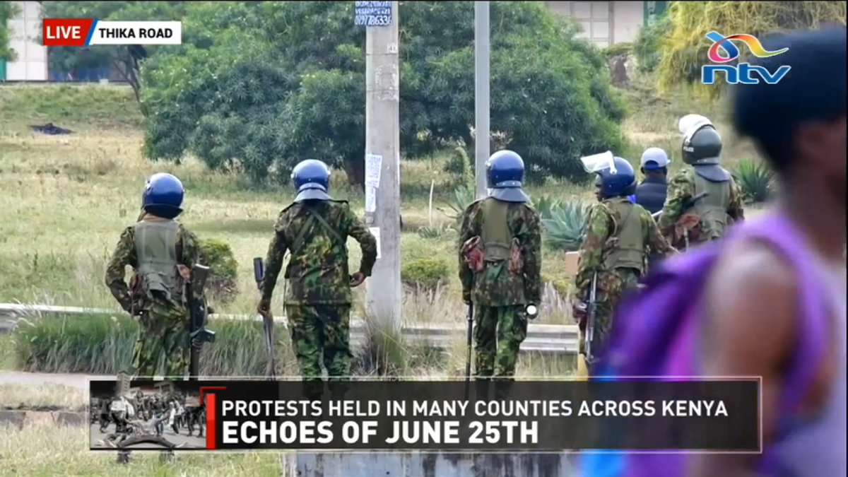 Police pitch camp on Thika Road, block protesters from marching to Nairobi CBD. #June25Protests David Muthoka