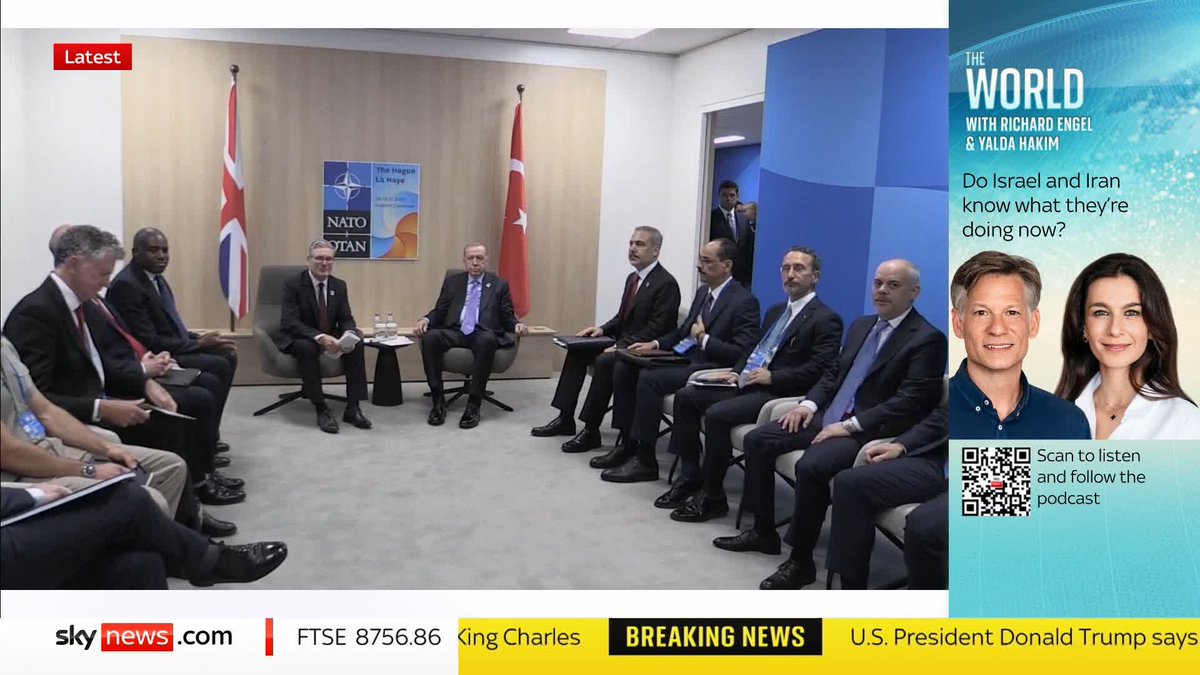 Keir Starmer meets Turkish President Recep Tayyip Erdogan at the NATO summit at The Hague. 📺 Sky 501 and YouTube
