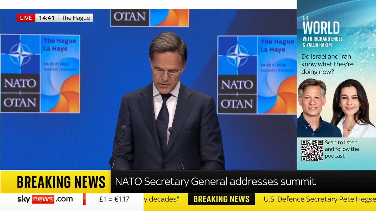 BREAKING: NATO Secretary General Mark Rutte says the alliance will continue to support Ukraine's 'irreversible path' to membership 📺 Sky 501, Virgin 602, Freeview 233 and YouTube