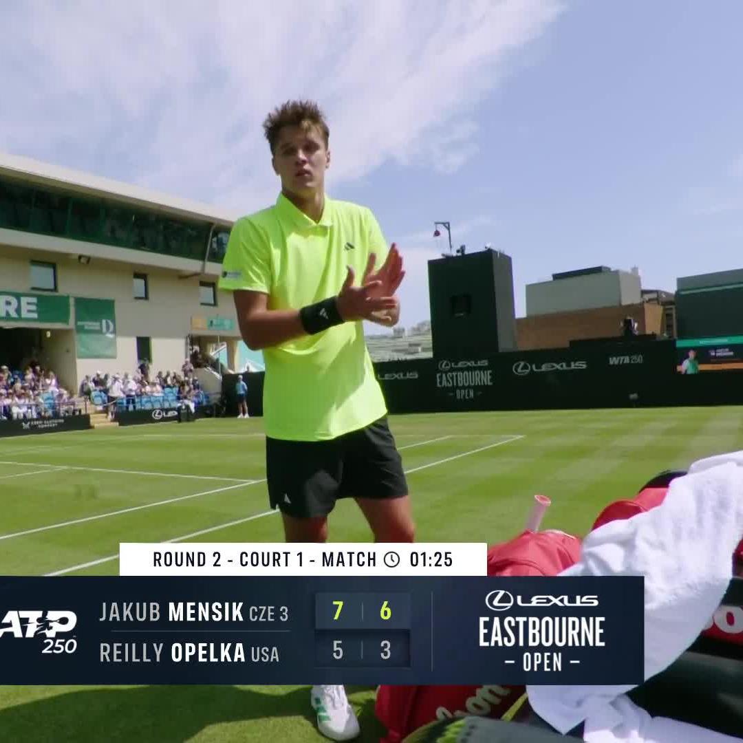 Mensik On The March! 👏 Jakub Mensik takes down Opelka 7-5 6-3 to advance into the #LexusEastbourneOpen quarter-finals