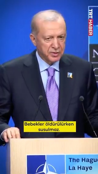 Cumhurbaşkanı Erdoğan, Gazze için Lahey’den dünyaya seslendi: 📌"Bebekler uyurken susulur, bebekler öldürülürken susulmaz. Vicdan sahibi hiçbir insan böyle bir vahşete sessiz kalamaz. Herkesi zulme karşı seslerini yükseltmeye çağırıyorum."