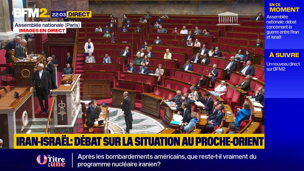 Le débat à l'Assemblée nationale sur la situation au Proche-Orient interrompu après le discours de François Bayrou en raison d'une fuite d'eau après les violents orages