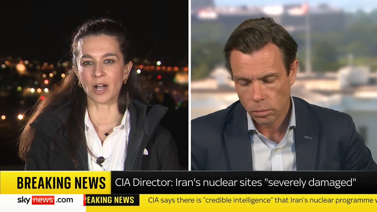 BREAKING: The CIA says there is '"credible intelligence" that Iran's nuclear program was "severely damaged" by US strikes over the weekend. Mark Stone has more 👇 📺 Sky 501, Virgin 602, Freeview 233 and YouTube
