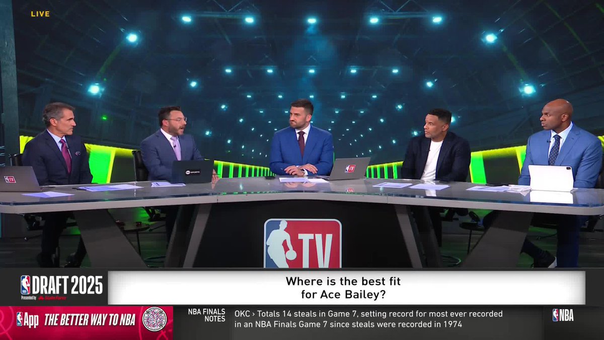 "There's obviously a lot to like, but there are weaknesses, questions in his game." 🤔 Jonathan Wasserman & Jared Greenberg discuss the Ace Bailey enigma ahead of the #NBADraft 🗣️
