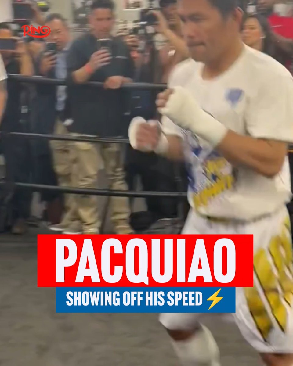 Manny Pacquiao looking sharp in training at his media workout earlier today 🥊 Will the legend defeat Mario Barrios in July? 🤔