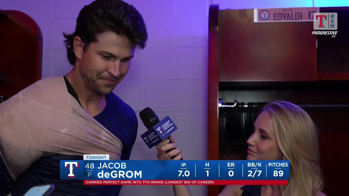 "It was fun. Good win." Tonight's ace talks to Laura Stickells following a great outing Texas Rangers | #AllForTX