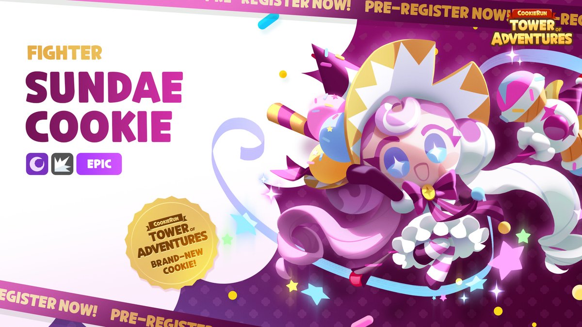Meet Sundae Cookie, the owner of the ever-shining and joyous Sugarland! 🎡 Login to the game and get her for free NOW! 🎁