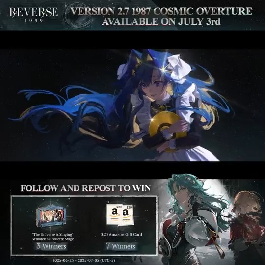 Version 2.7 Trailer - 1987 Cosmic Overture | Reverse: 1999 Let the symphony of the cosmos ring out. [Giveaway] 1.Follow Reverse: 1999 | Version 3.4 Available Now 2.RT trailer before July 5th HD: Download: #Reverse1999Ver2ꓸ7 #1987CosmicOverture
