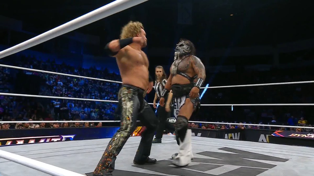 HEAVY Blows being thrown between Hangman Adam Page and the beast mortos! Watch #AEWDynamite LIVE on TBS &amp; MAX