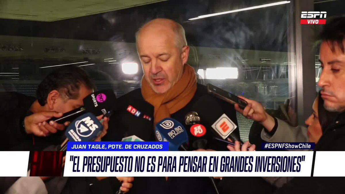 "EL PRESUPUESTO NO ES PARA PENSAR EN GRANDES INVERSIONES" #ESPNFShowChile Juan Tagle, presidente de Cruzados, habló sobre la situación económica de la #UCatólica y la opción de reforzarse en esta ventana de fichajes.