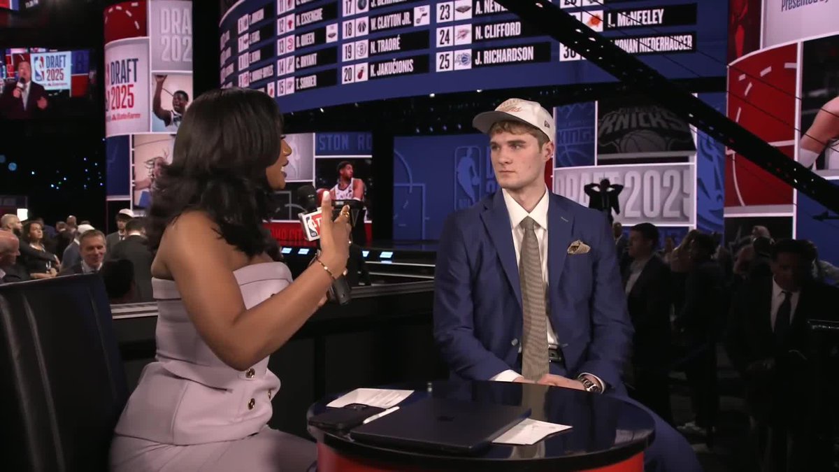 Liam McNeeley tells Taylor Rooks he didn't mind going at No. 29 in the #NBADraft: "When I was waiting, I got to see all my guys get drafted." ❤️