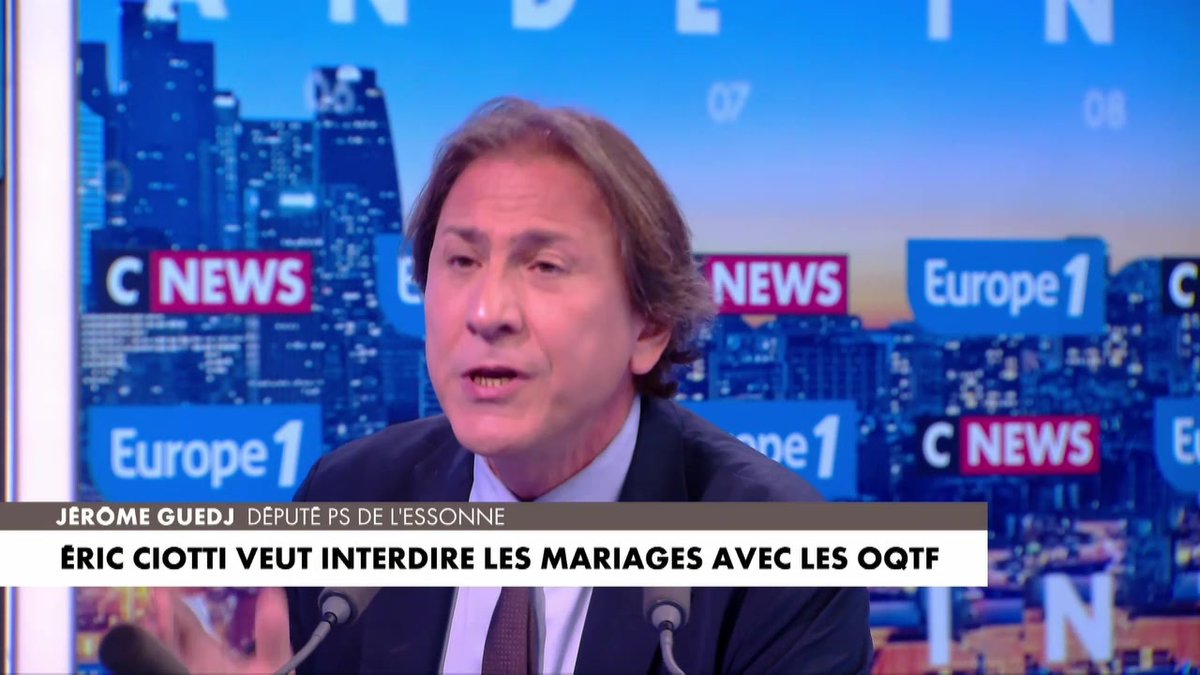 Interdire les mariages avec les OQTF : "Si on détourne ce beau principe du mariage pour en faire une filière d'immigration, c'est inacceptable, mais quand 2 gens s'aiment, elles peuvent se marier" déclare Jérôme Guedj #LaGrandeITW #Europe1