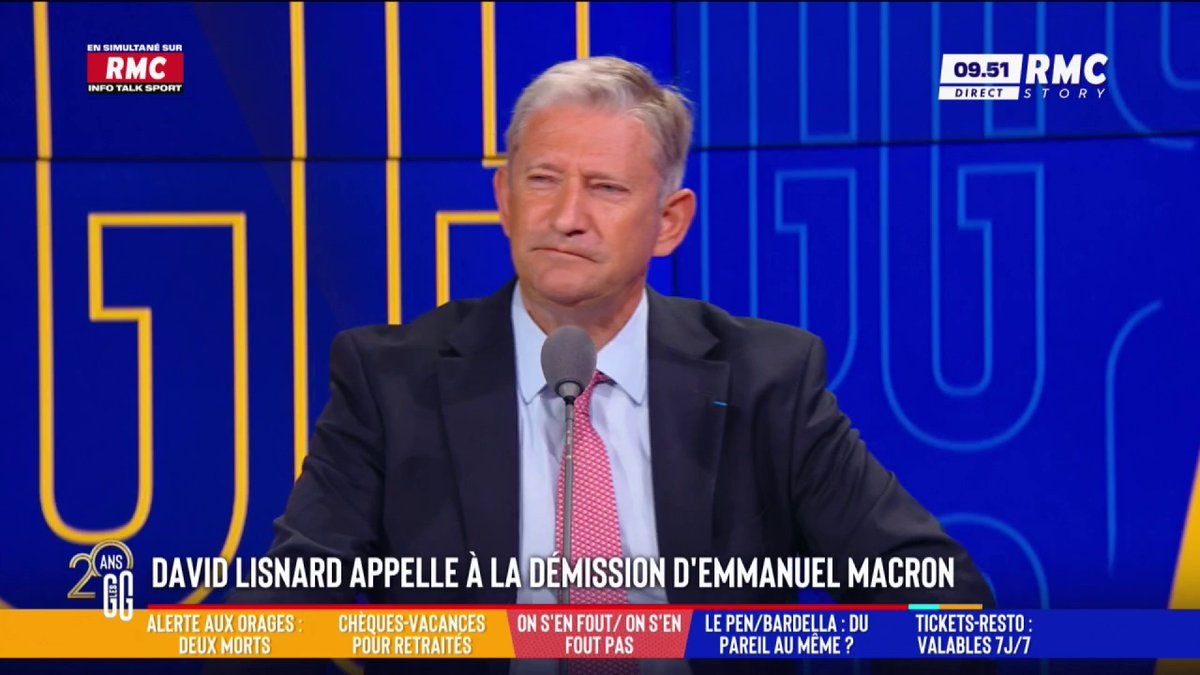 ❌ David Lisnard appelle à la démission d'Emmanuel Macron 🗣️ Emmanuel de Villiers : "Le Président s'habille en costume trois pièces, on dirait un espèce de nabab alors que la France coule et que les Français sont angoissés. La question de la démission reste dans l'air." #GGRMC