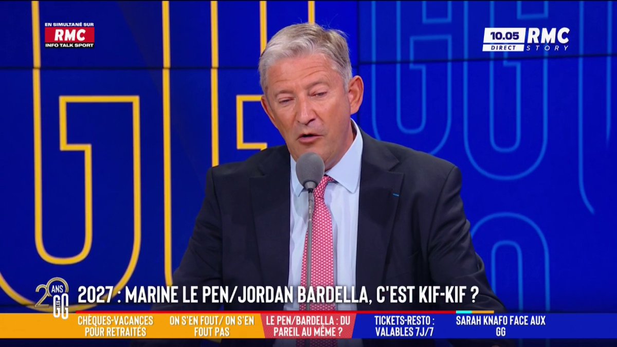 🗳️ 2027 : Marine Le Pen ou Bardella, c’est kif-kif ? 🗣️ Emmanuel de Villiers : "C'est le candidat de substitution, mais il est beaucoup trop jeune. Il a beau s'habiller comme un type de Manhattan, avec des chemises extraordinaires, il n'a aucun diplôme et n'a jamais travaillé." #GGRMC
