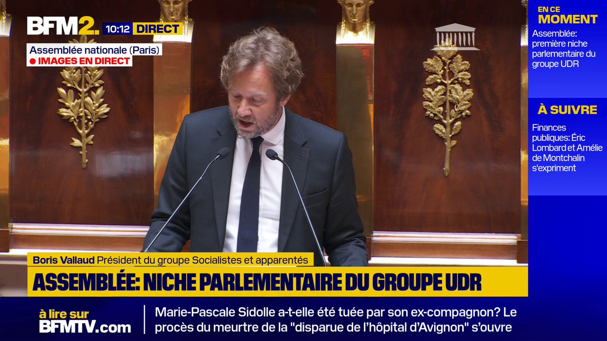 "Il s'agit de contourner une décision de justice[...] Cette loi à laquelle nous nous opposerons, (...) nous lui donnons - puisque vous feigniez de l'ignorer - c'est la loi Le Pen" B. Vallaud (PS) sur la suppression de l'exécution provisoire des peines d'inéligibilité #BFM2