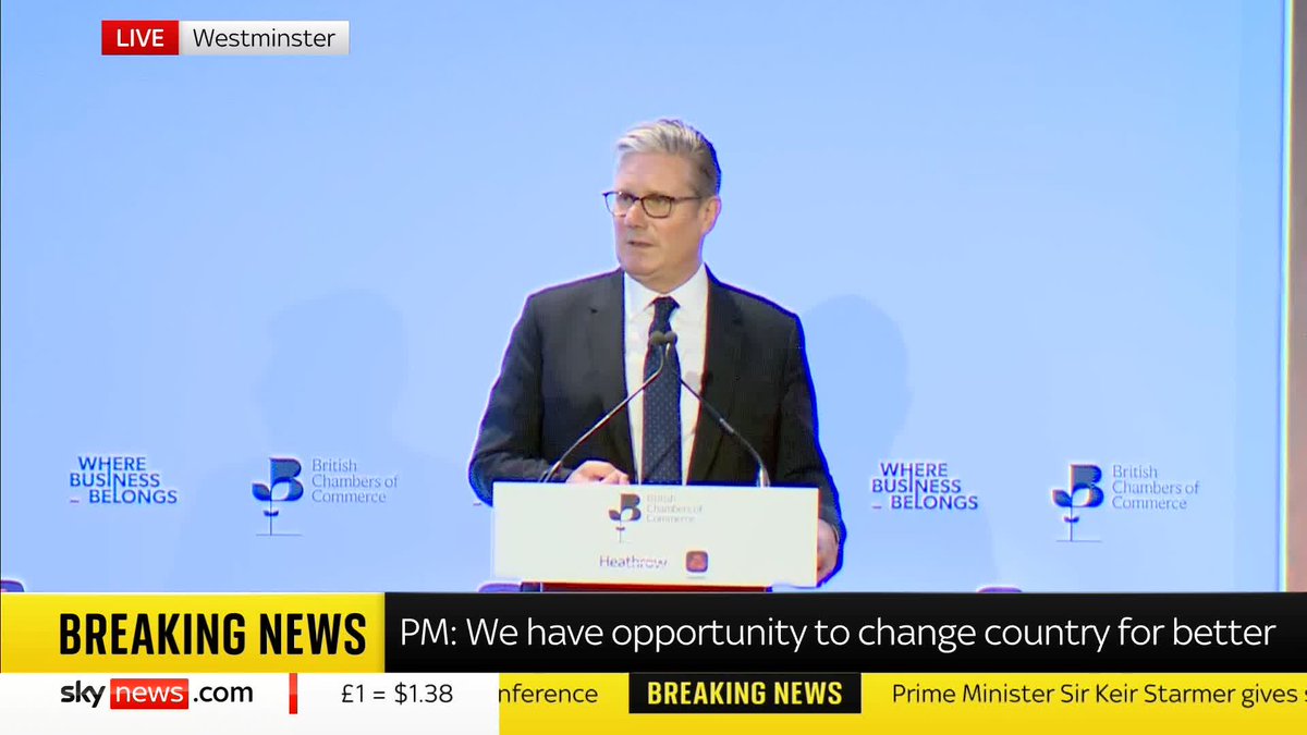 'When I'm sitting across the negotiating table with the EU, with the US, with India, whoever it is, trust me, I'm fighting for you' PM Sir Keir Starmer addresses the British Chamber of Commerce 📺 Sky 501