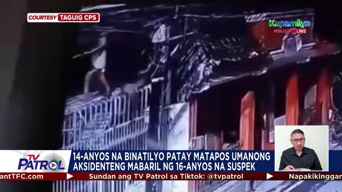 Patay ang isang 14 taong gulang na lalaki matapos mabaril ng isang 16 taong gulang na lalaki sa Taguig City. Ayon sa suspek, aksidente lang umano niyang nakalabit ang gatilyo ng baril. Apat na tama ng bala ang natamo ng biktima.