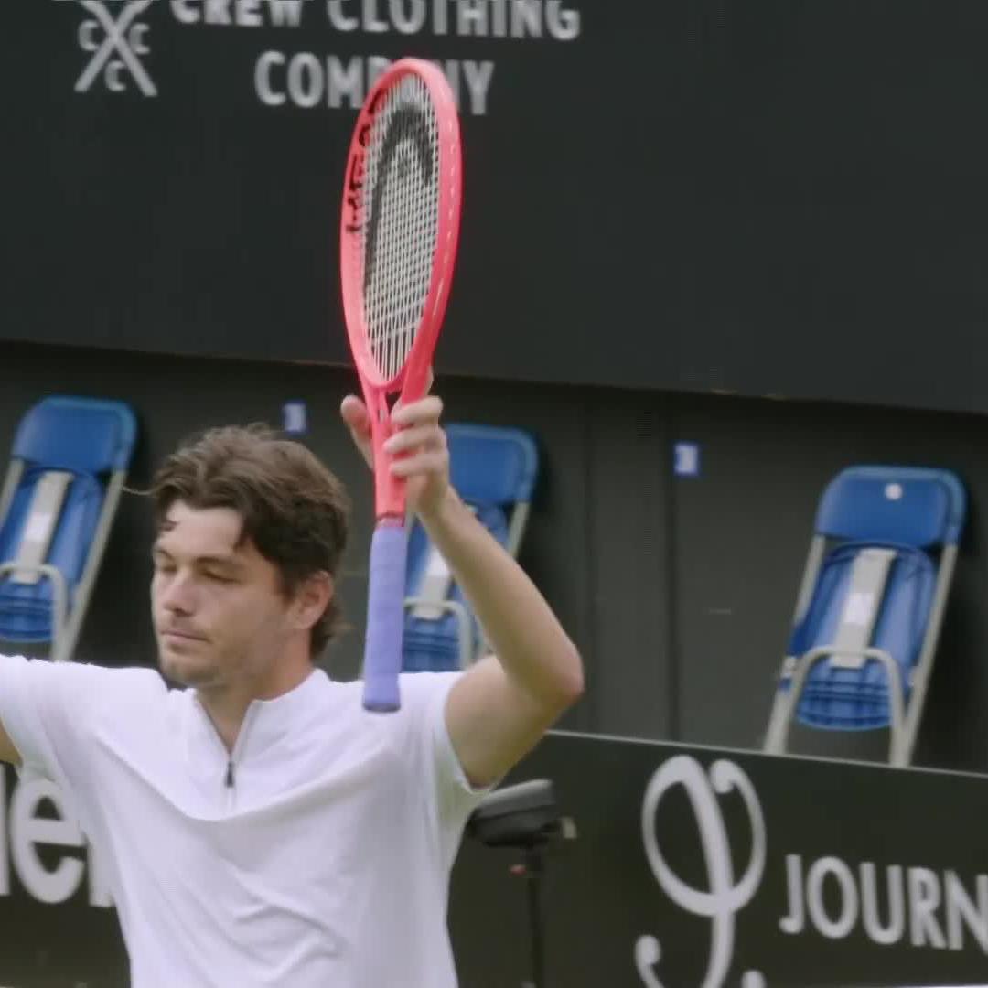 Quarter-Finals Bound! 🙌 @TaylorFritz97 defeats Fonseca 6-3 6-7 7-5 in two hours over two days #LexusEastbourneOpen
