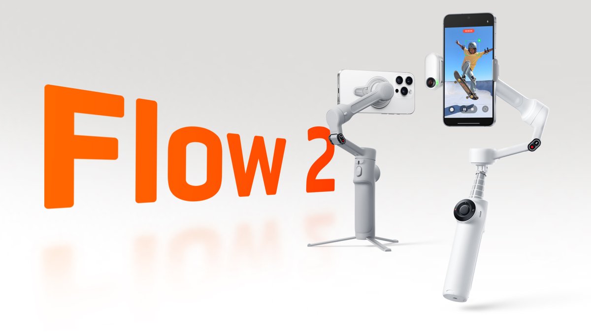 WIN THIS 🚨 Our NEW everyday gimbal, Flow 2... ☑️ AI tracking that actually works ☑️ ...And doesn't crop out your friends (thanks Multi-Person Tracking!) ☑️ No pairing headaches ☑️ Built-in selfie stick, tripod & power bank ☑️ Mic Air & Teleprompter Mode ☑️ A price that doesn’t hurt GIVEAWAY? YEP 🗣️ 1. Follow Insta360 2. Tag 2 of your best film buddies in a reply to this post. We'll pick a winner July 3 to take home our shiny new gimbal!