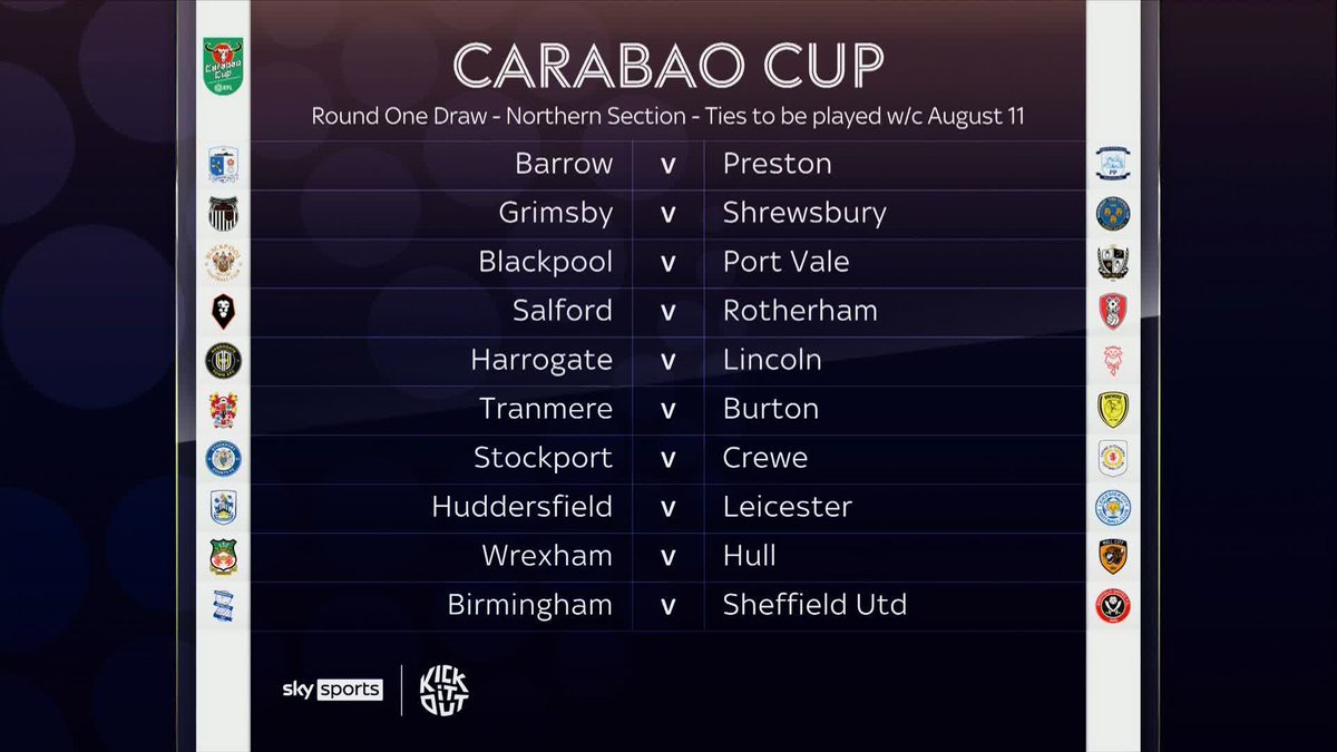 The Northern section of the Carabao Cup Round One draw is locked in! 🏆 Which tie are you calling the standout clash? 👀