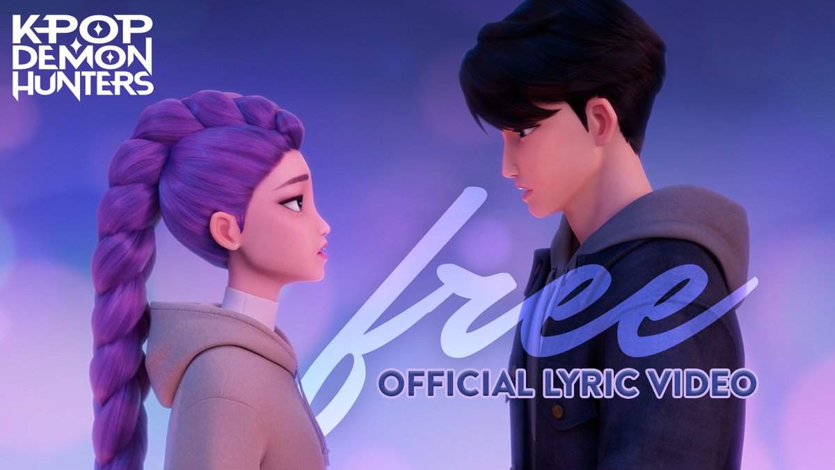 Where are our Rujinu fans at? 💜💜💜 Enjoy the official lyric video for "Free" from KPop Demon Hunters. The film is now available on Netflix. Listen to the soundtrack here:
