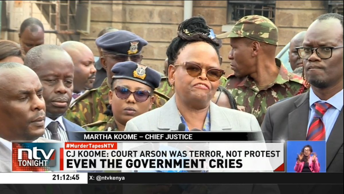 Even The Govt Cries: Chief Justice Martha Koome has refuted claims that protesters were behind the torching of the kikuyu law courts, describing the attack as an act of terrorism by criminals, who infiltrated the demonstrations. #NTVTonight Ben Kitili David Muthoka