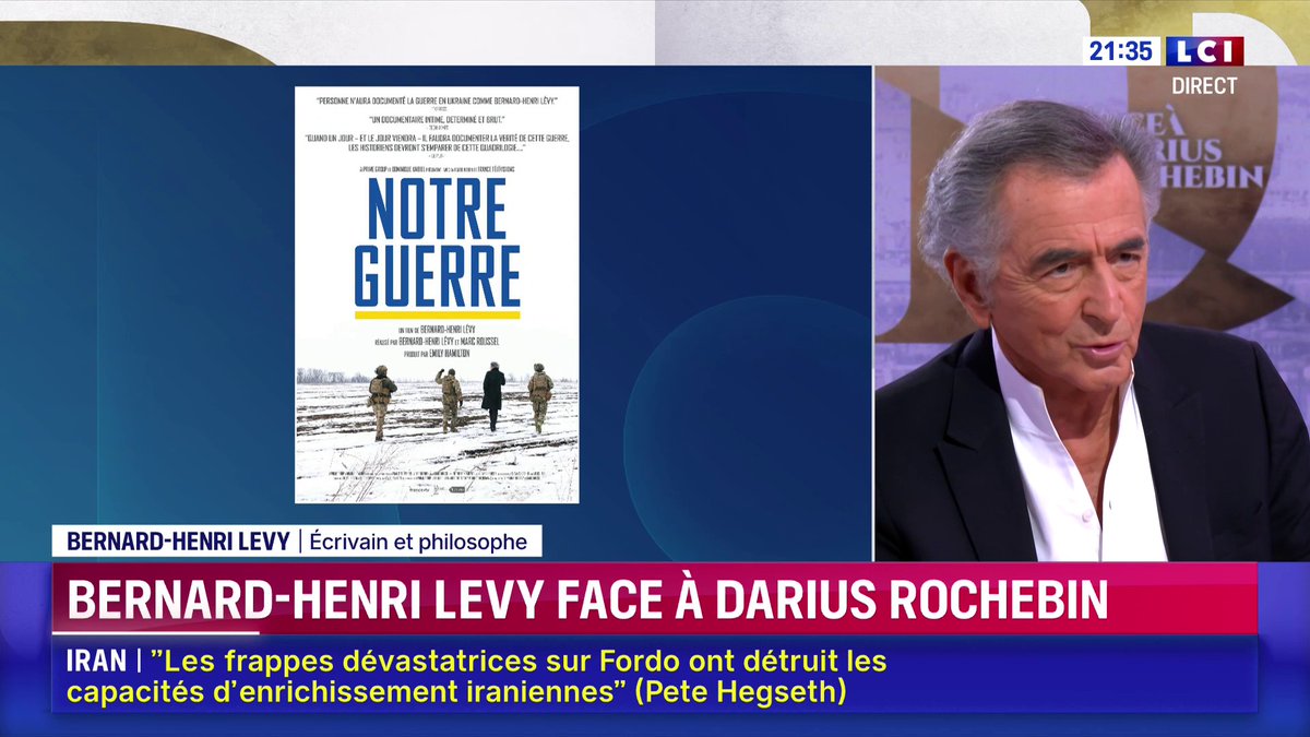 Bernard-Henri Lévy (Bernard-Henri Lévy) : « L'avenir du monde, de la paix et de la liberté se joue en Iran, mais tout autant en Ukraine » ▶️ Darius Rochebin