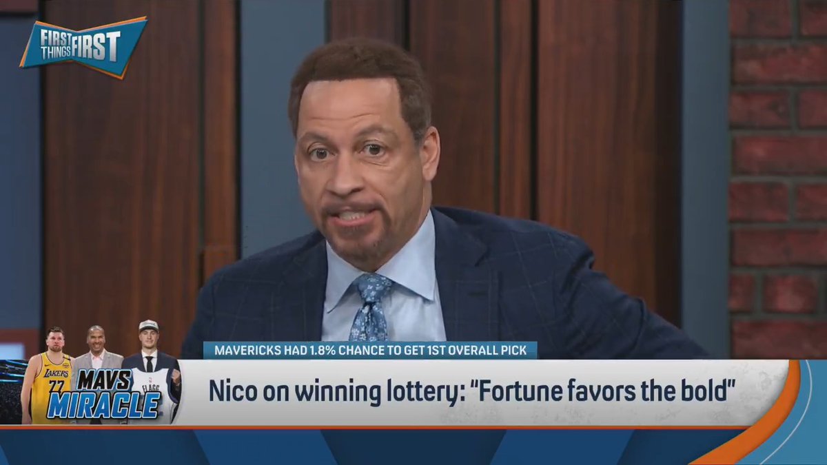 “Nico, stick your chest out! Put that bass in your voice! I’m not kidding! Call it luck, because that’s what it was. Call it blessed, but this might be behind him if Cooper Flagg is what some people expect.” Chris Broussard thinks the Mavs could be good: