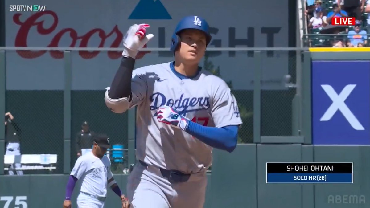 [速報]#大谷翔平 今季28号ソロHR🔥 ／ 甘く入ったスライダーを 右中間スタンドに突き刺し 約127メートルの豪快アーチ!! ＼ 🇺🇸#MLB 2025 🆚#ドジャース × #ロッキーズ 📺#アベマ で生中継 #平日は毎日アベマでMLB #大谷ホームラン #働くあなたもアベマでMLB #SPOTVNOW