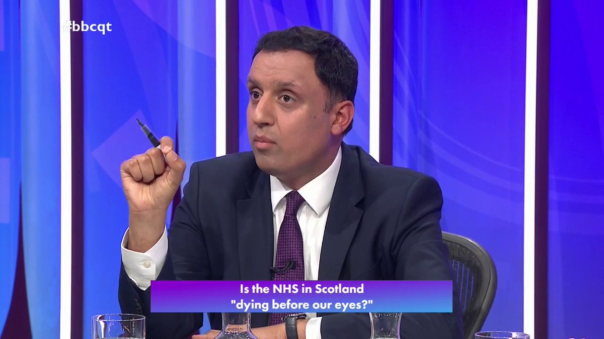 “Put bluntly, I don’t believe the NHS will survive a third decade of John Swinney and the SNP” Scottish Labour’s Anas Sarwar says the waiting times for NHS Scotland patients are “completely unacceptable” and there is a “need for change” #bbcqt