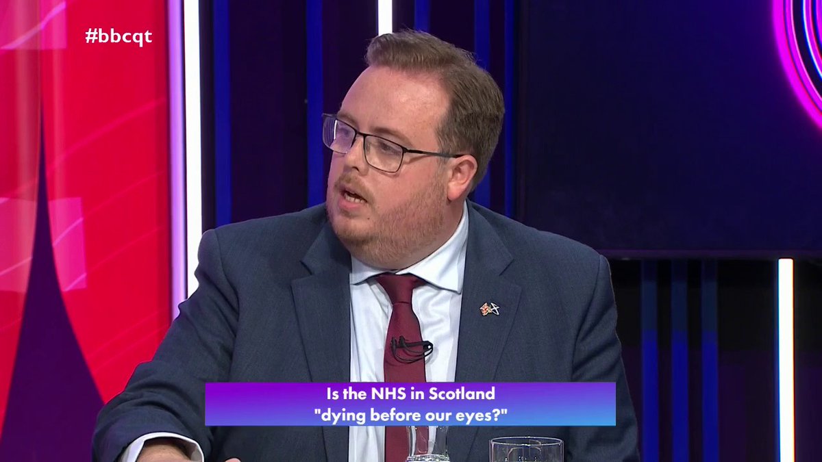 “The NHS isn’t working in its current system, it does have to be looked at” Reform UK’s Thomas Kerr says the number of people seeking private healthcare shows “how far we have fallen”, but the NHS will not improve by “throwing money at it” #bbcqt