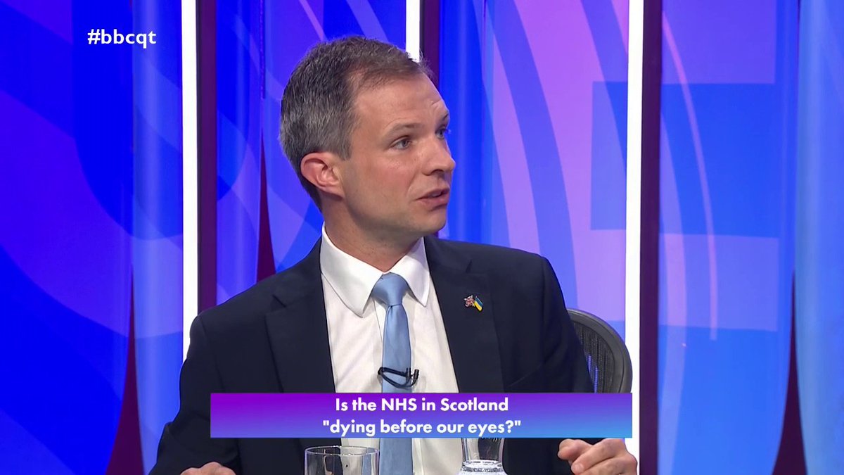 “We need to look wider because the problems of Scotland’s NHS don’t stop with waiting lists” Conservative Andrew Bowie says Scotland “already has a two-tiered system for healthcare” and issues with NHS Scotland are “far deeper” than waiting lists #bbcqt