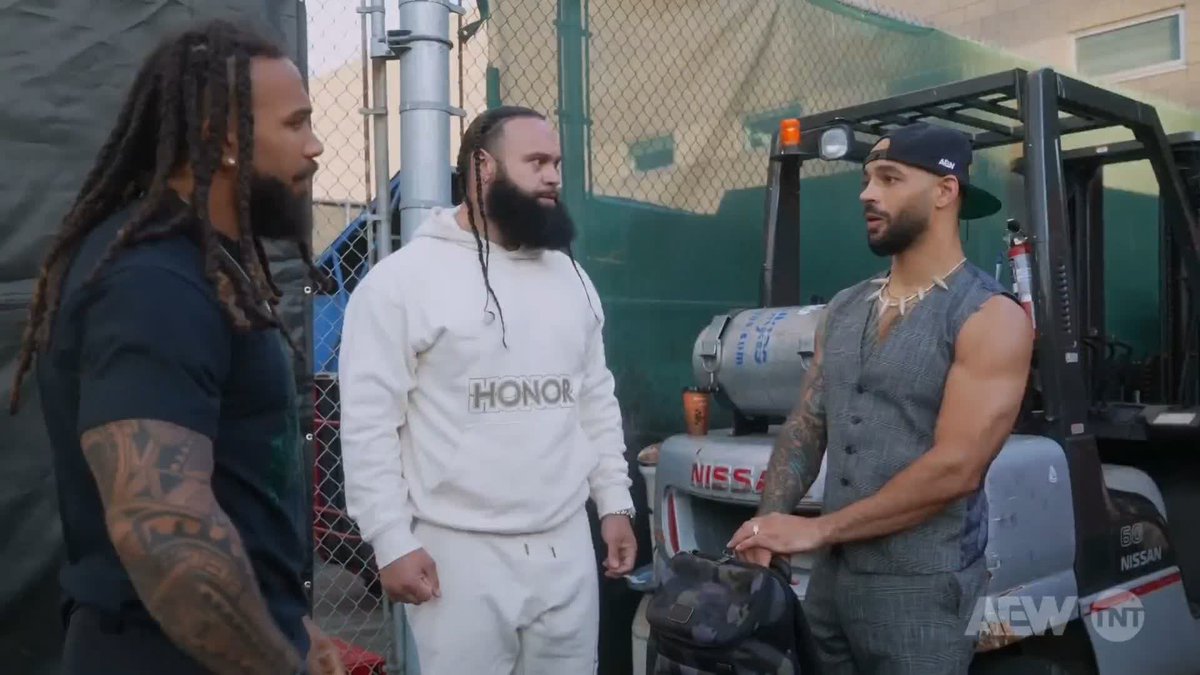 Is this the beginning of a new partnership between Lightskin Kingpin and the Gates of Agony, Toa Liona and B I S H O P K A U N 🇨🇲? Watch #AEWCollision on TNT &amp; MAX