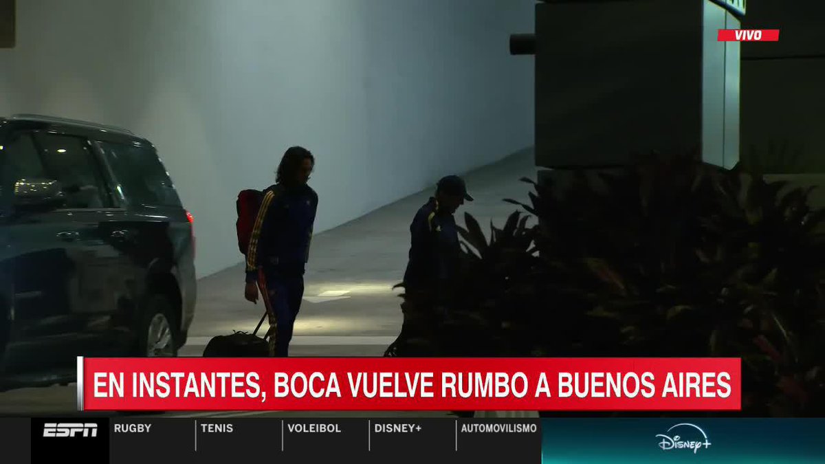 CON RUSSO Y CAVANI A LA CABEZA. Boca deja su hotel en Miami y comienza el regreso a Buenos Aires, luego de la eliminación en el Mundial de Clubes. 📺 #DisneyPlus | #SportsCenter