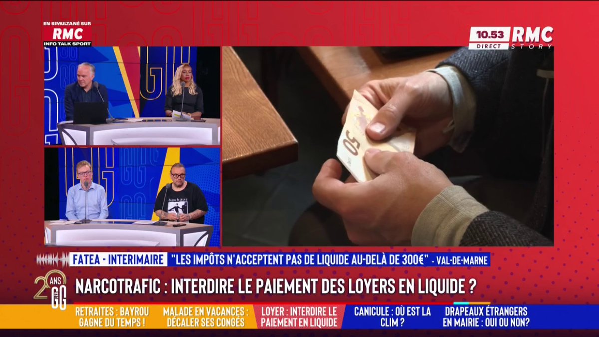 💸 Narcotrafic : faut-il interdire le paiement des loyers en liquide ? 📞 Fatea, intérimaire, au 3216 : "Mes amis et ma famille me donnent de l'argent pour m'aider à payer mon loyer et élever mes 2 gosses. Mais les impôts n'acceptent pas de liquide au-delà de 300 €." #GGRMC