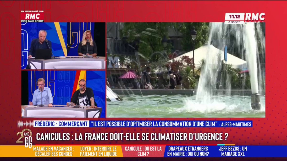 🌬️ La France doit-elle se climatiser d’urgence ? 📞 Frédéric au 3216 : "Il faut juste mettre 1 ou 2 degrés de moins par rapport à la température extérieure pour déshumidifier. À 32, il faut mettre à 30 et tu perds 4 à 6 degrés. Il faut juste apprendre à s'en servir." #GGRMC