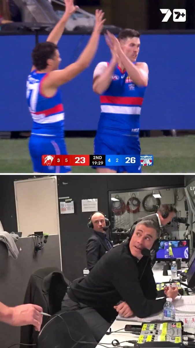The commentary box was in genuine disbelief at how easy Sam Darcy made this look 😂 #AFLSwansDogs