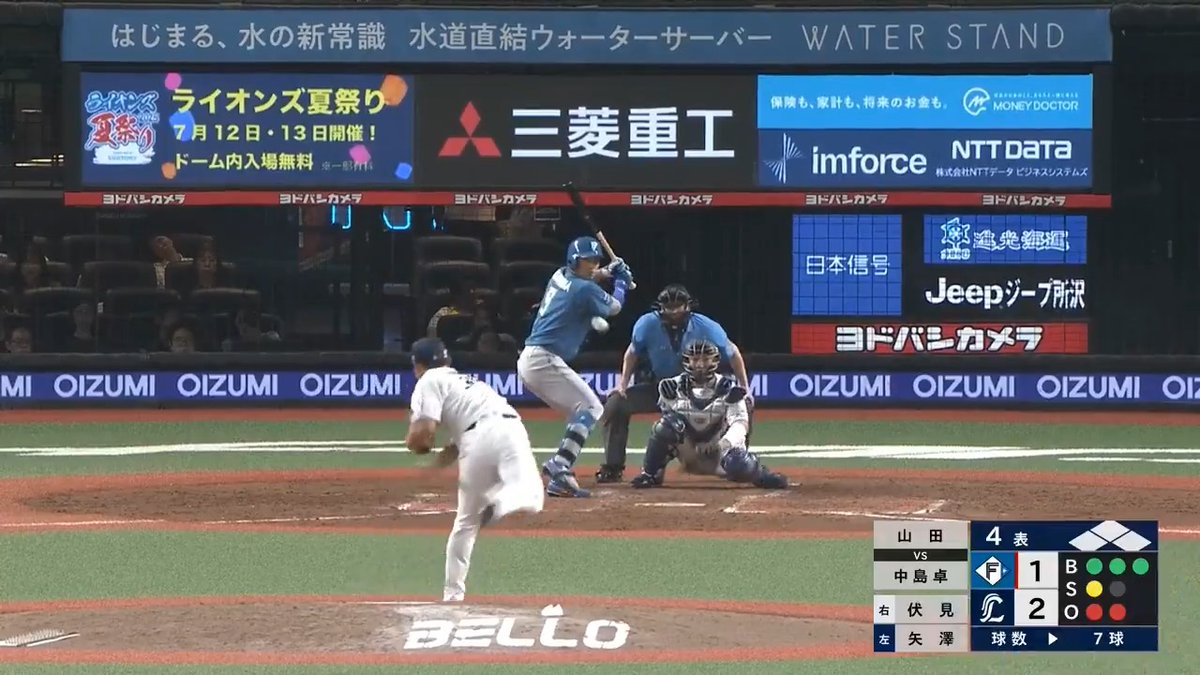 押し出し四球で同点に追いつく⚾ #中島卓也 #lovefighters 8/7(木)・8(金)〈超みんわら祭り〉豪華よしもと芸人がFビレッジに集結!