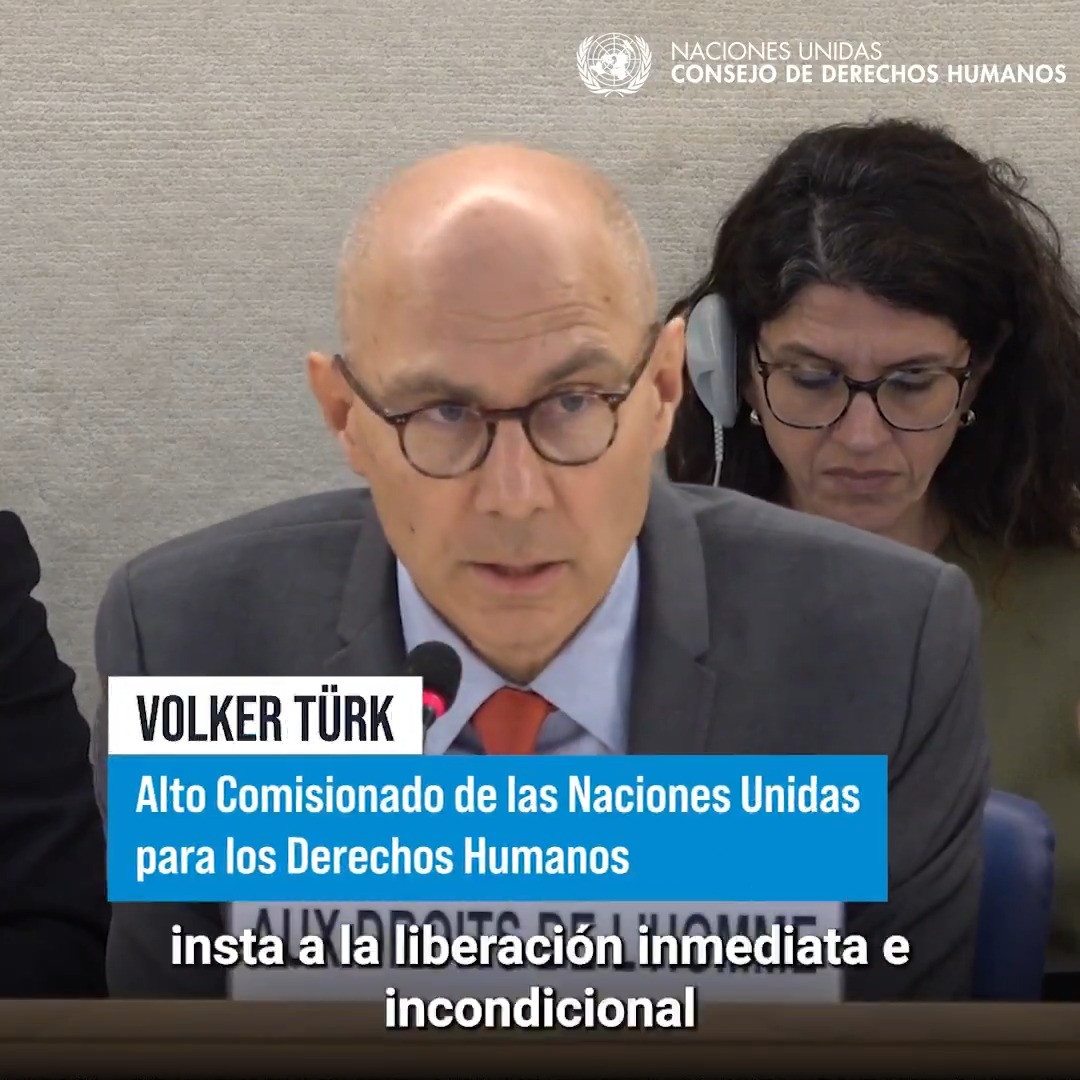 #Venezuela | Volker Türk expresa su preocupación por el deterioro de la situación de los derechos humanos. En el Consejo de DD.HH. de la Naciones Unidas, ha instado a la liberación de las personas detenidas arbitrariamente y ha pedido el fin de las desapariciones forzadas. #HRC59