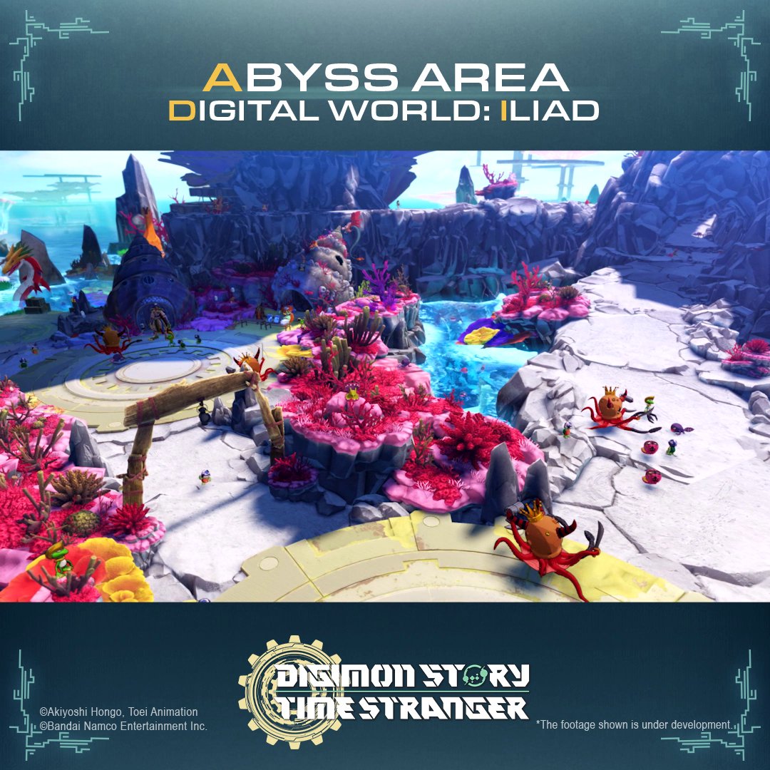 Abyss Area Digimon's Blue Sea An area with beautiful, expansive seas where Digimon live in settlements above the water. #TimeStranger