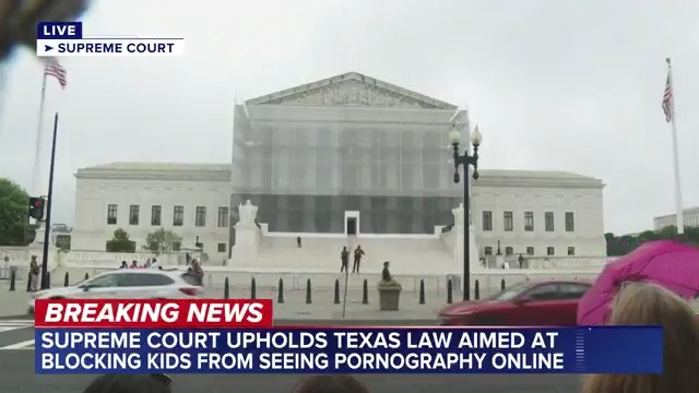 BREAKING: The U.S. Supreme Court, in a 6-3 decision, ruled that a Texas law that mandated websites with "sexual material harmful to minors" have age verification is constitutional.